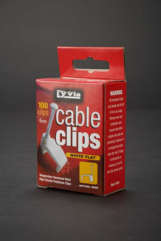 Dencon-6mm White Flat Cable Clips Box 100