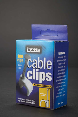 Dencon-White Round Cable Clips Box 100