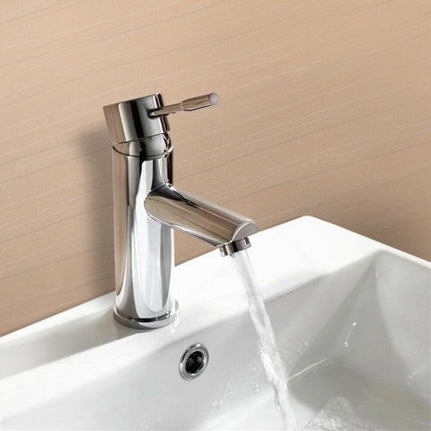 Bathroom Chrome Luxury Modern Basin Sink Mono Round Square Mixer Tap & Waste