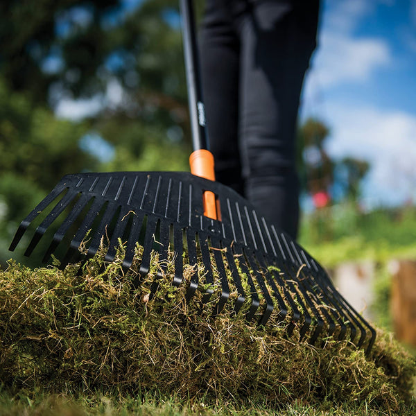 Fiskars M Assembled Solid Leaf Rake Black Orange width 41 5 cm sidtelfers diy timber