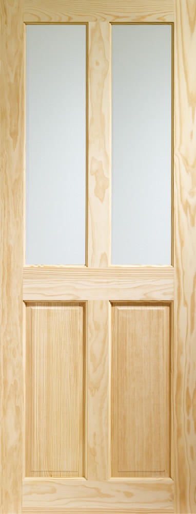 Victorian 4 Panel Internal Clear Pine Door with Clear Glass -
