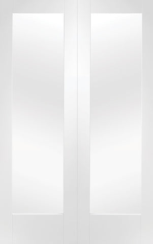 Pattern 10 White Primed Internal Rebated Door Pair with Clear Glass - sidtelfers diy & timber