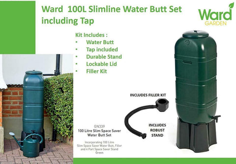 Ward  Slimline Green Slim Line Water Butt Set 100L Green Set | 210L Green Set