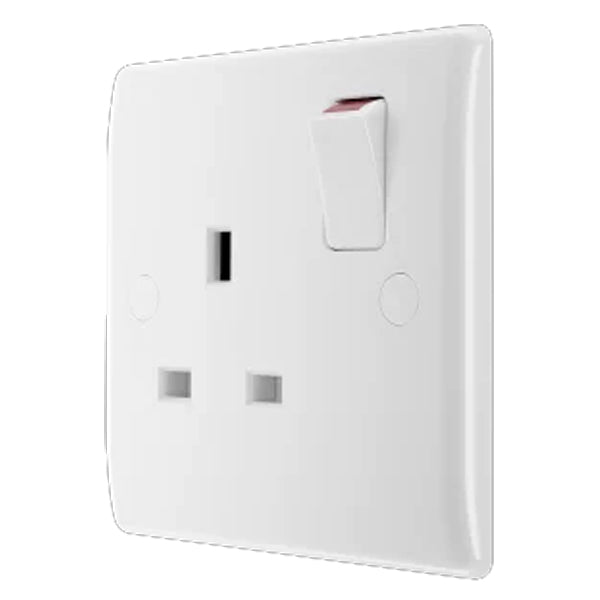 British General 800 Series 13A White Single Switched Socket 1 Gang SP 821