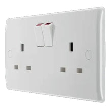 British General 800 Series 13A White Double Switched Socket 2 Gang SP 822