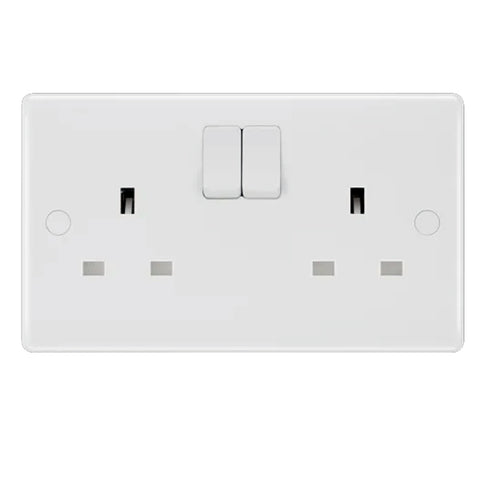 British General 800 Series 13A White Double Switched Socket 2 Gang SP 822