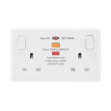 British General 800 Series 13A White Double Switched Socket 2 Gang SP With Type A RCD