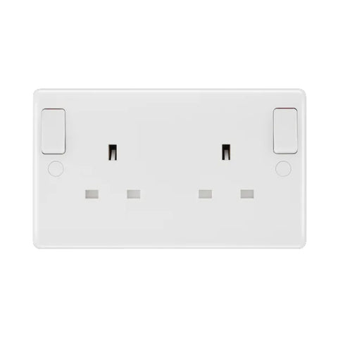 British General 800 Series 13A White Double Switched Socket 2 Gang DP 822DPOB