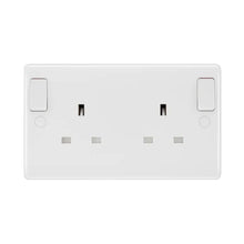 British General 800 Series 13A White Double Switched Socket 2 Gang DP 822DPOB