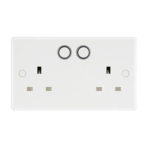 British General 800 Series 13A White Switched Smart Socket 2-Gang SP 822/HC