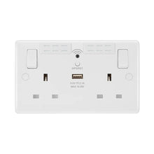 British General 800 Series 13A White Switched Wi-Fi Extender Socket 2-Gang SP + 2.1A 10.5W 1-Outlet Type A USB Charger 822UWR