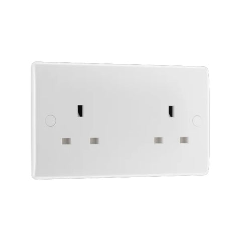 British General 800 Series 13A White Double Unswitched Socket 2 Gang 824