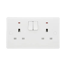 British General 800 Series 13A White Double Switched Socket With Indicator 2 Gang SP 826