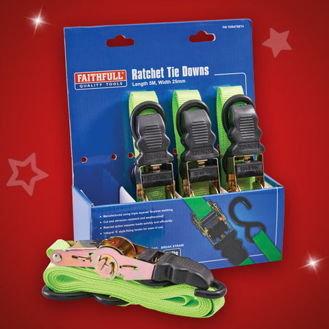 Faithfull 4 Piece Ratchet Tie Down Set XMS24RATCHET