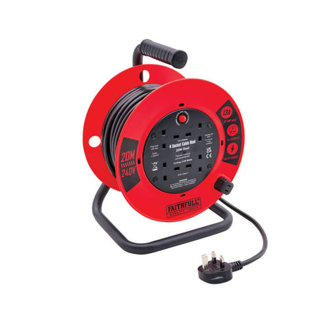 Faithfull 20M Cable Reel 13A XMS25CR20M