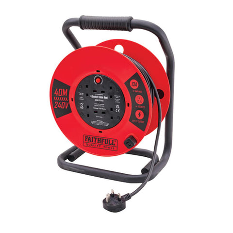 Faithfull 40m 13A Heavy Duty Cable Reel XMS25CR40M