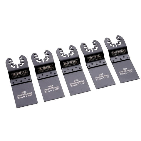 Faithfull 5 Piece Multi-Tool Blade Set XMS25MULTI5