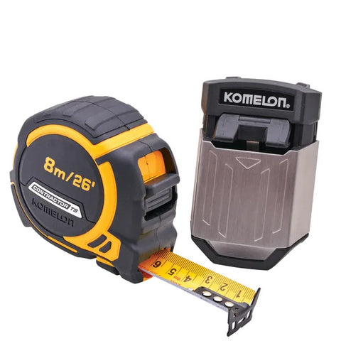 Komelon 8m (26ft) Contractors Tape With Free Belt Clip XMS25PROTAPE
