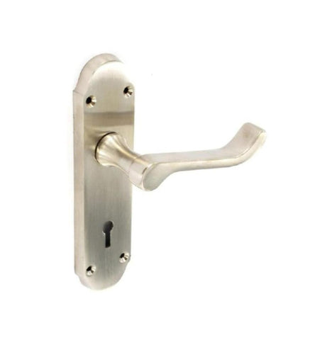 Securit-Brushed Nickel Shaped Lock Handles (1 Pair)