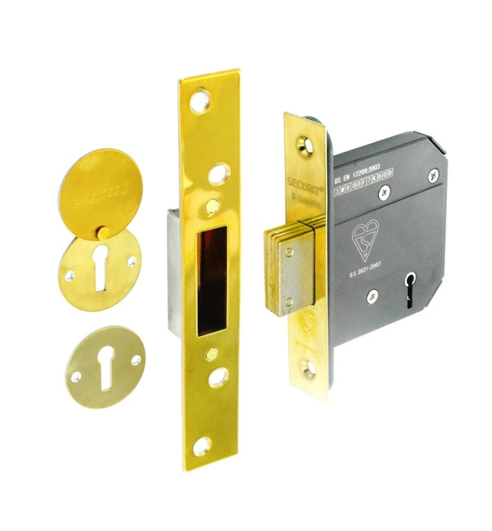 Securit-5 lever dead lock BS3621 brass