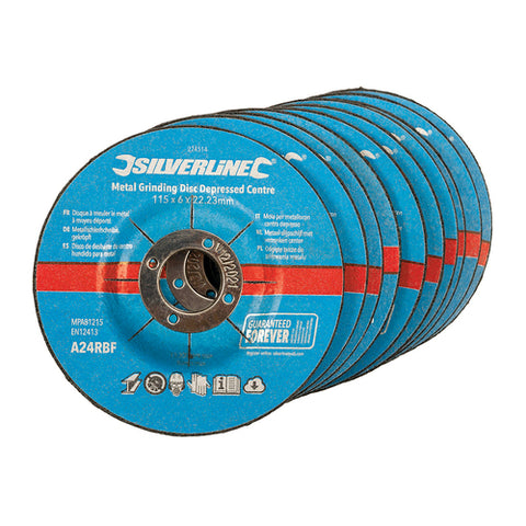 Silverline-Metal Grinding Discs Depressed Centre 10pk