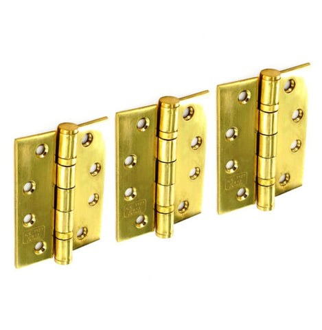 Securit-Stainless Steel B.B. Hinges Polished Brass (1 1/2 Pair)