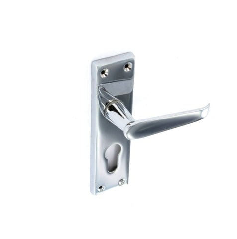 Securit-Chrome Flat Euro Lock Handles 48mm C/C (Pair)