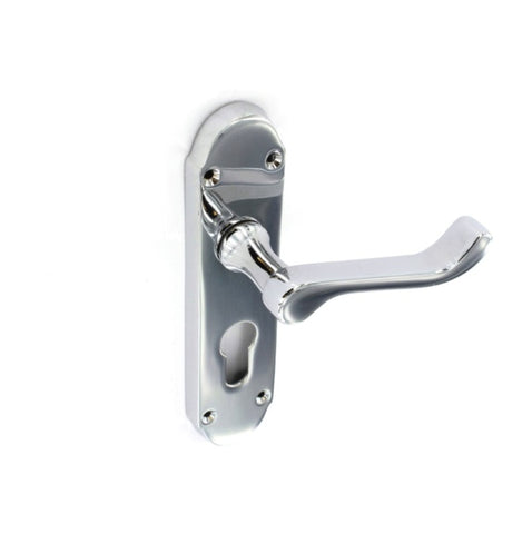 Securit-Chrome Shaped Euro Lock Handles 48mm C/C (Pair)