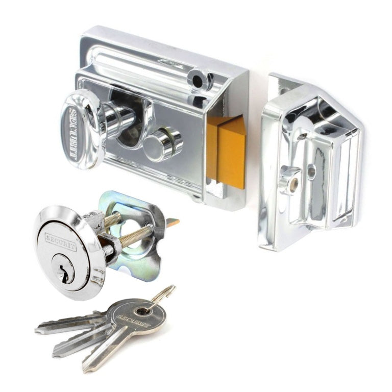 Securit-Polished Chrome Night Latch (3 Keys)