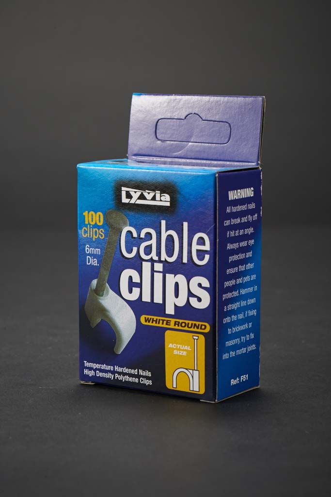 Dencon-6mm White Round Cable Clips Box 100