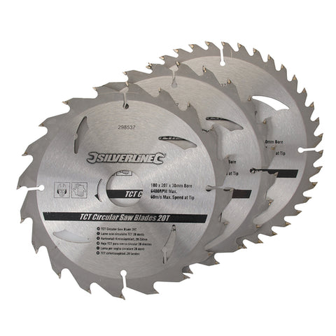 Silverline-TCT Circular Saw Blades 20, 24, 40T 3pk