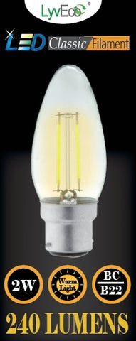 Lyveco-BC Clear LED 2 Filament 240 Lumens Candle 2700K
