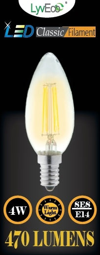 Lyveco-SES Candle Clear LED 4 Filament 470 Lumens Dimmable 2700K