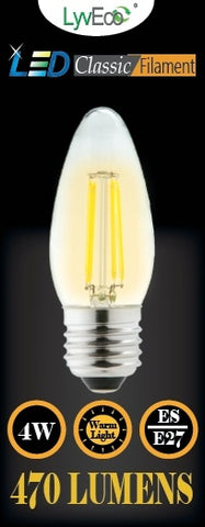 Lyveco-ES Clear LED 4 Filament 470 Lumens Candle 2700K