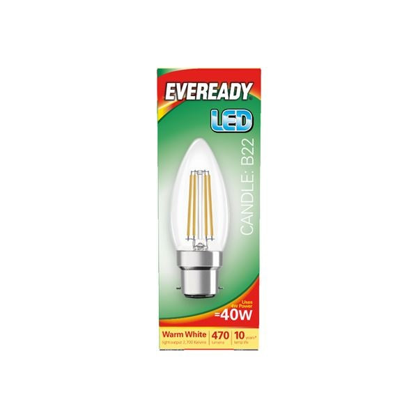 Eveready-LED Filament Candle 470LM B22 BC