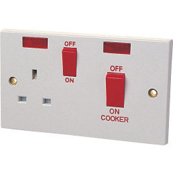 Dencon-45A Cooker Panel with 13A Socket and Pilot Lamp to BS4177