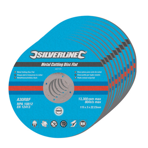 Silverline-Metal Cutting Discs Flat 10pk