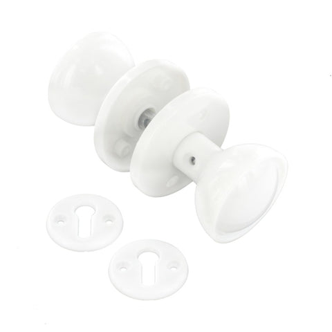 Securit-Plastic Mortice Knob Set White