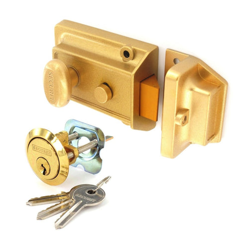 Securit-Champagne Finish Nightlatch Brass Cylinder