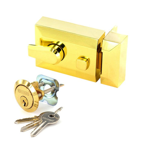 Securit-Polished Brass Double Locking Nightlatch