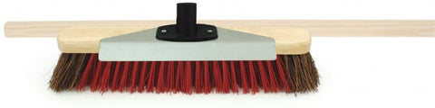 Charles Bentley Snow Broom with Scraper and Wooden Handle 16" Natual Bassine and Red PVC