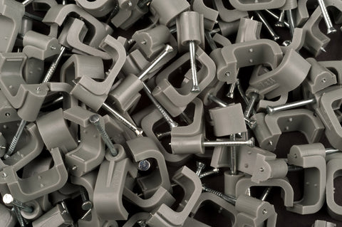 Dencon-14mm Grey Flat Cable Clips Box 100