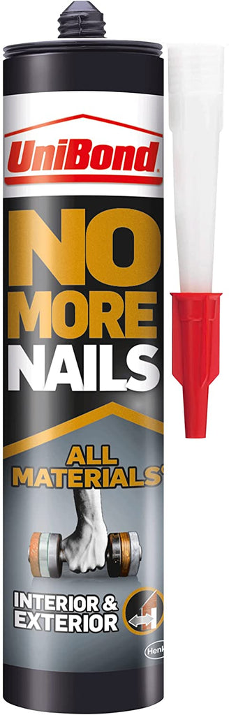 UniBond No More Nails All Materials Interior & Exterior Construction Adhesive, All Materials Grab Adhesive, High Strength Adhesive Bonding, White, 390 g Cartridge