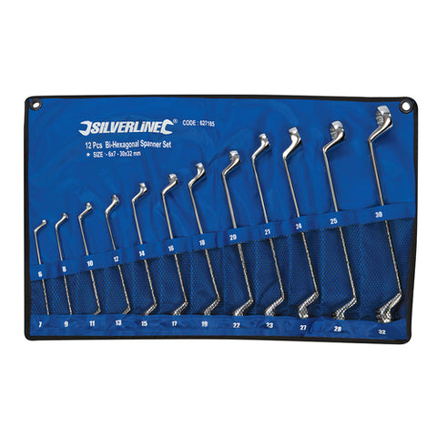 Silverline-Deep Offset Ring Spanners Set 12pce