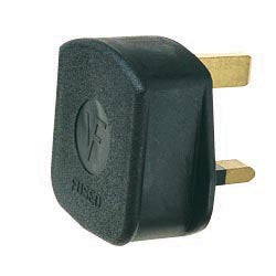 Dencon-13A, 3 Pin Rubber Plug Black to BS1363/A