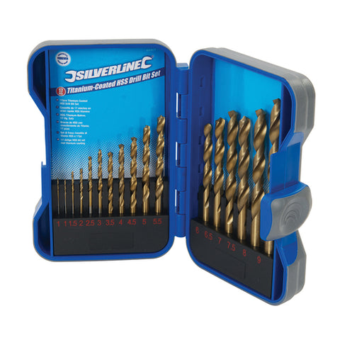 Silverline-Titanium-Coated HSS Drill Bit Set 17pce