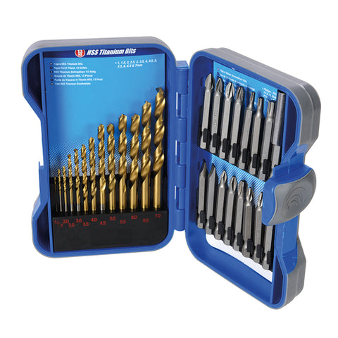 Silverline-Titanium-Coated HSS Drill Bit & CRV Screwdriver Bit Set 29pce