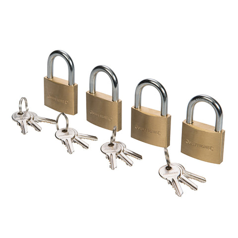 Silverline-Brass Padlock Keyed Alike 4pk