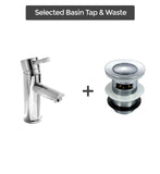 Bathroom Chrome Luxury Modern Basin Sink Mono Round Square Mixer Tap & Waste