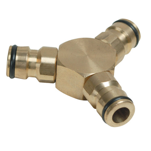 Silverline-3-Way Connector Brass